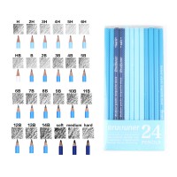 24 Pieces Professional HB Sketching Pencil Set for Drawing Drafting